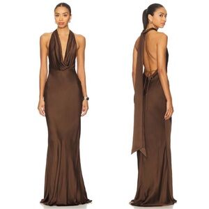 SAU LEE Pearl Gown in Mocha